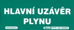 Hlavní uzávěr plynu - samolepka 210×87 mm