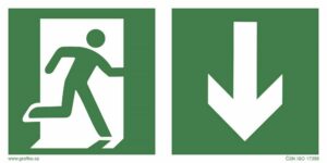 Destička PVC Únikový východ dolů 200×100 mm