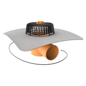 Elektricky vyhřívaná vodorovná střešní vpusť TOPWET PVC límcem průměr 75 mm TOPWET