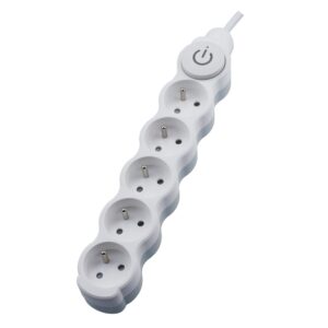 Kabel prodlužovací PVC bílý 230 V 5 m/5 zásuvek s vypínačem