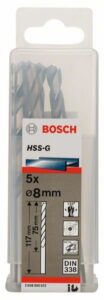 Vrtáky HSS-G Standartline 8×75×117 (5 ks/balení) BOSCH