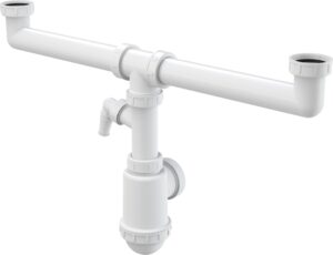 Sifon pro dvoudřez Alcaplast A448P DN50/40 mm s převlečnými maticemi 6/4" a přípojkou ALCA PLAST