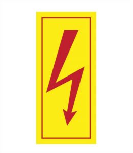 Znak Riziko úrazu elektrickým proudem žlutá 50×30mm