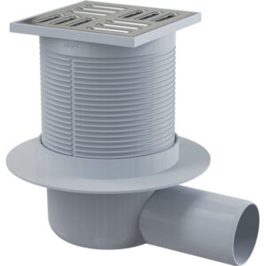 Podlahová boční vpust Alcaplast APV1 105×105/50 mm s nerezovou mířžkou ALCA PLAST