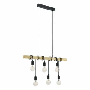 Svítidlo závěsné TOWNSHEND 6×E27 černá/hnědá EGLO