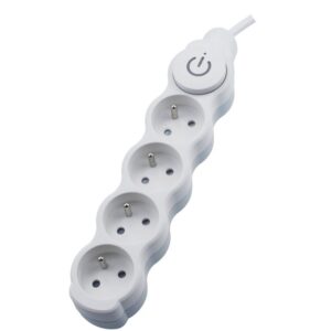 Kabel prodlužovací PVC bílý 230 V 5 m/4 zásuvky s vypínačem