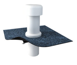 Střešní komínek s napojením na potrubí TWOP 125 BIT s manžetou z modifikovaného asfaltového pásu TOPWET