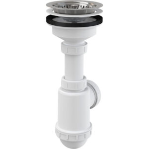 Dřezový sifon Alcaplast A446 DN50/40 mm s nerezovou mřížkou průměru 115 mm ALCA PLAST