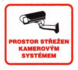 Prostor střežen kamer.systémem - samol.100×90mm