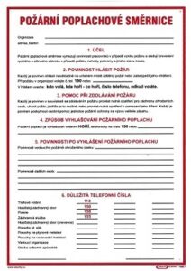 Požární poplachová směrnice - plastová tabulka A4