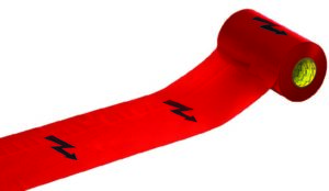 Fólie výstražná rudá s bleskem š. 220 mm 50 m