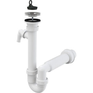 Trubkový sifon Alcaplast A810 DN50 s nerezovou mřížkou průměru 70 mm a přípojkou ALCA PLAST