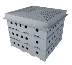 Kontrolní šachta pro vegetační střechy s krycí mřížkou o rozměrech 400x400x330 mm TOPWET