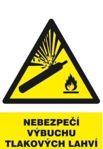Nebezpečí výbuchu tlakových lahví - plastová tabulka A4