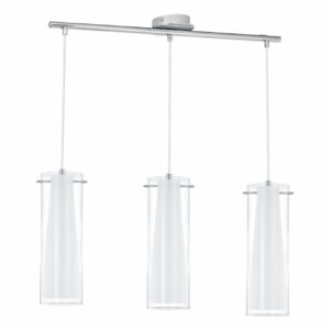 Svítidlo závěsné PINTO 3×E27 chrom/čiré a opálové bílé sklo EGLO