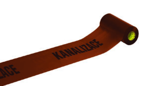 Fólie výstražná hnědá – KANALIZACE š. 300 mm 100 m Anticor