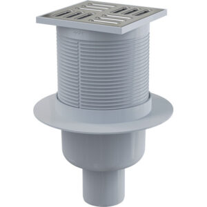 Přímá podlahová vpust Alcaplast APV2 105×105/50 mm s nerezovou mřížkou ALCA PLAST