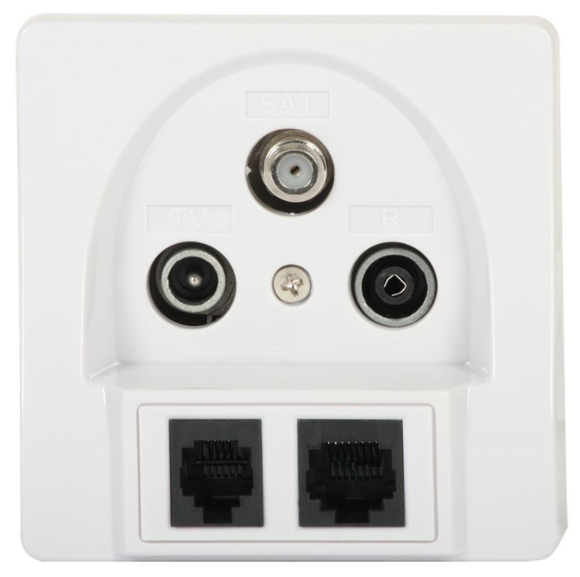 Zásuvka účastnická TV/R/SAT/RJ-45/RJ-11 koncová