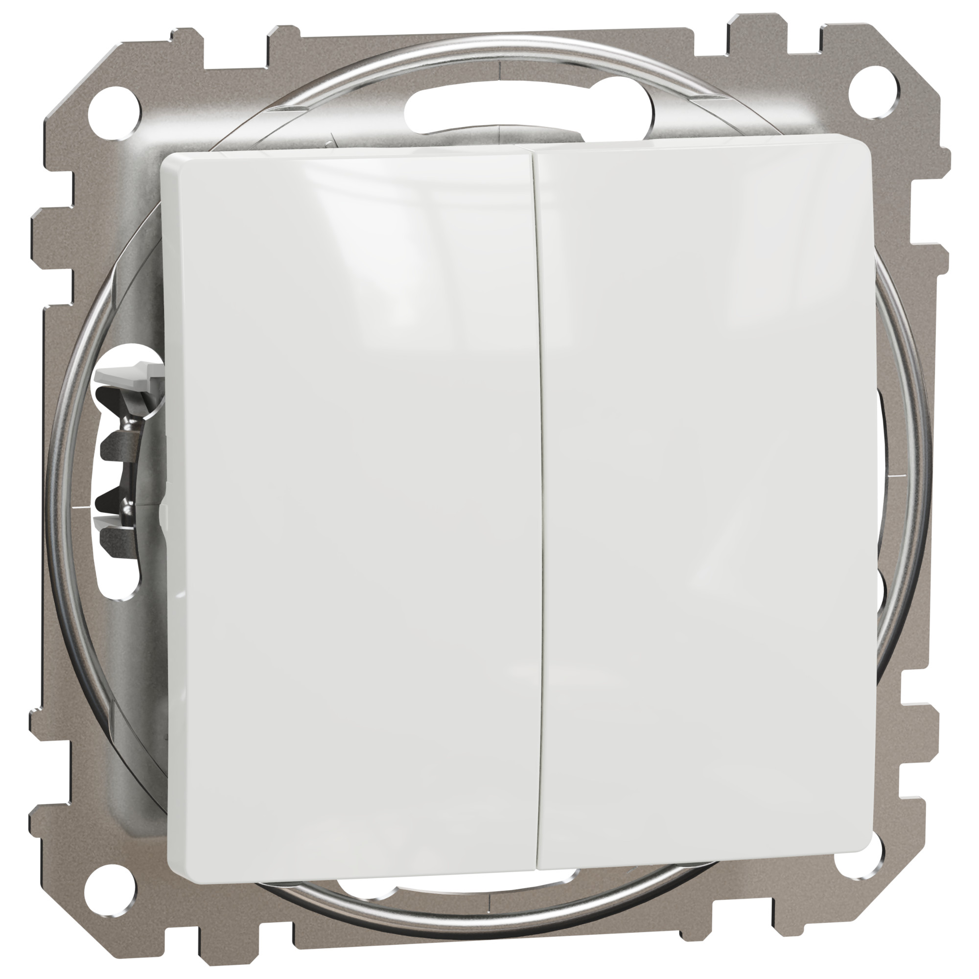 Přepínač dvojitý střídavý Schneider Sedna Design řazení 6+6 bílá