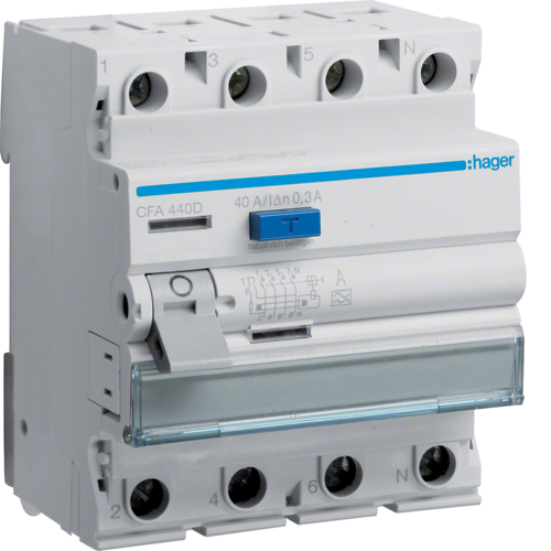 Chránič proudový Hager CFA440D 6 kA 4pól 40 A Hager