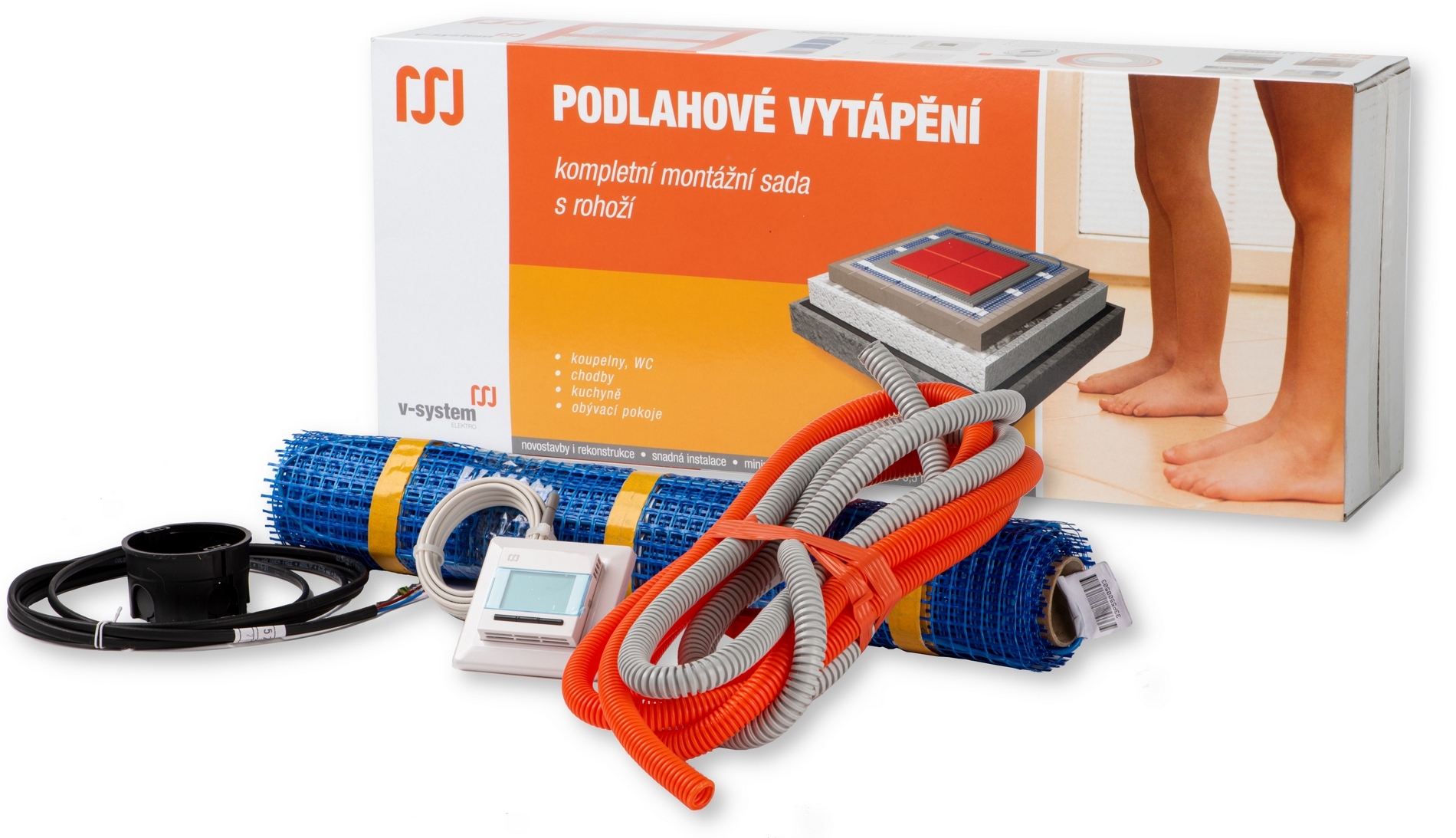 Rohož topná s termostatem sada V-systém Teplá dlažba 5 m2