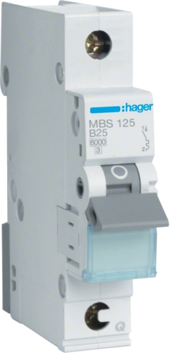 Jistič bezšroubový Hager MBS125 6 kA B 25 A Hager