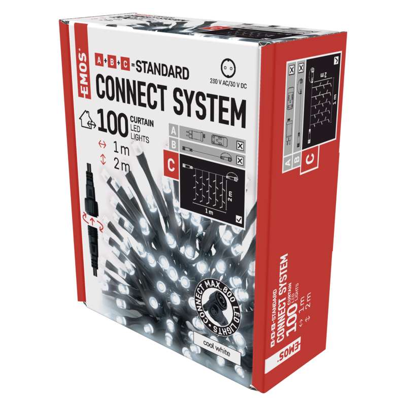 Řetěz LED záclona Emos Standard studená bílá 1 m