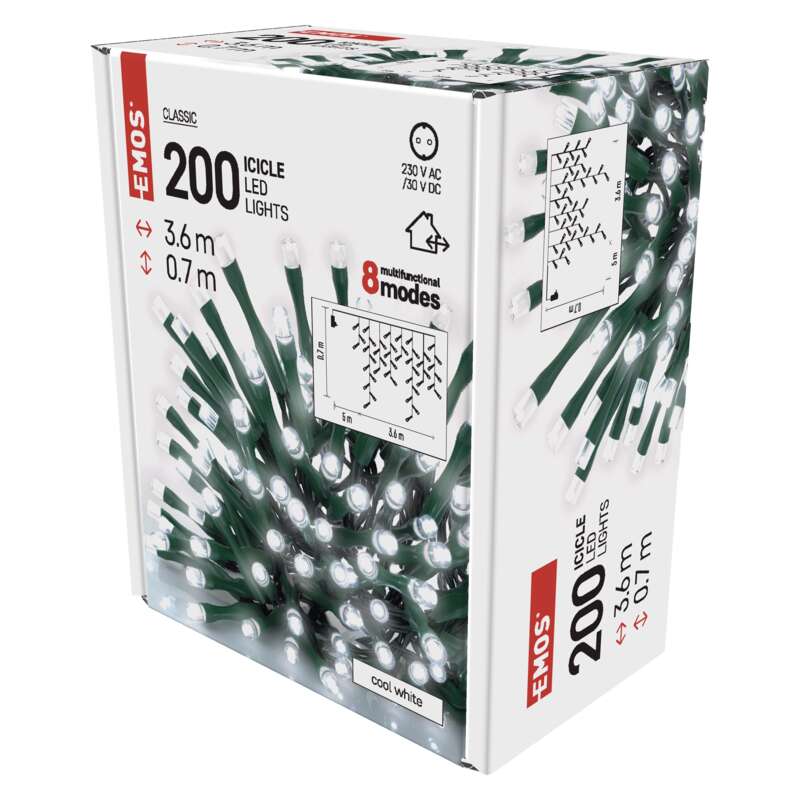 Řetěz LED rampouchy Emos Classic studená bílá 3