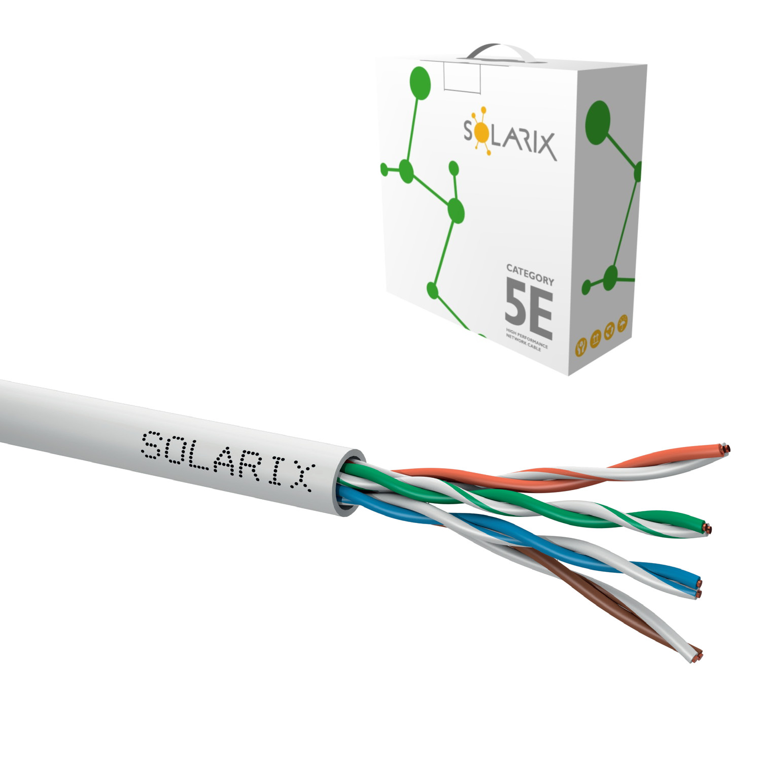 Kabel datový instalační Solarix UTP CAT5E PVC 100 m/box