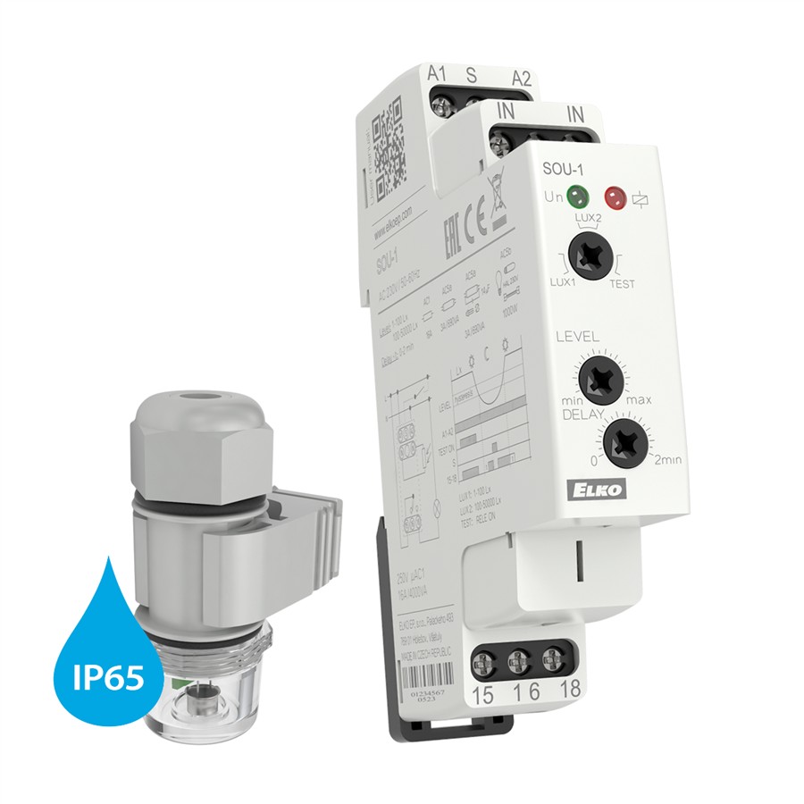 Spínač soumrakový analogový Elko SOU-1 s fotosenzorem