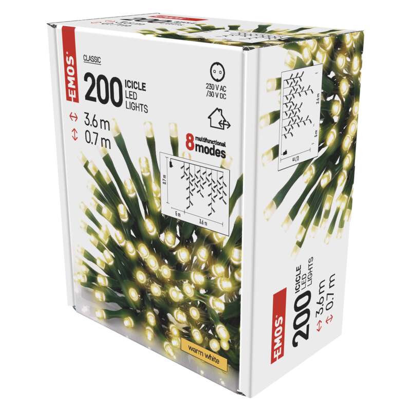 Řetěz LED rampouchy Emos Classic teplá bílá 3