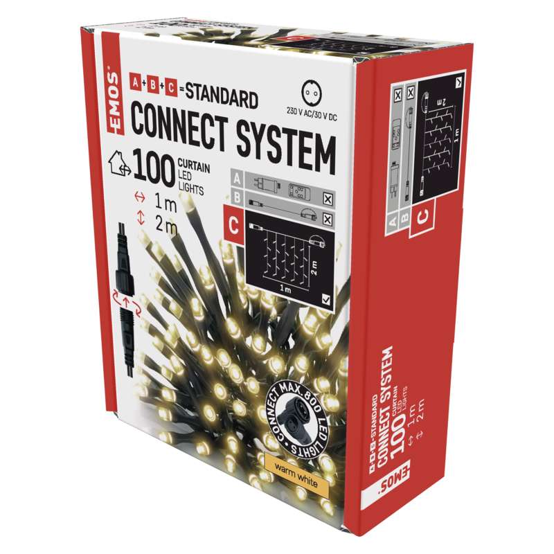 Řetěz LED záclona Emos Standard teplá bílá 1 m
