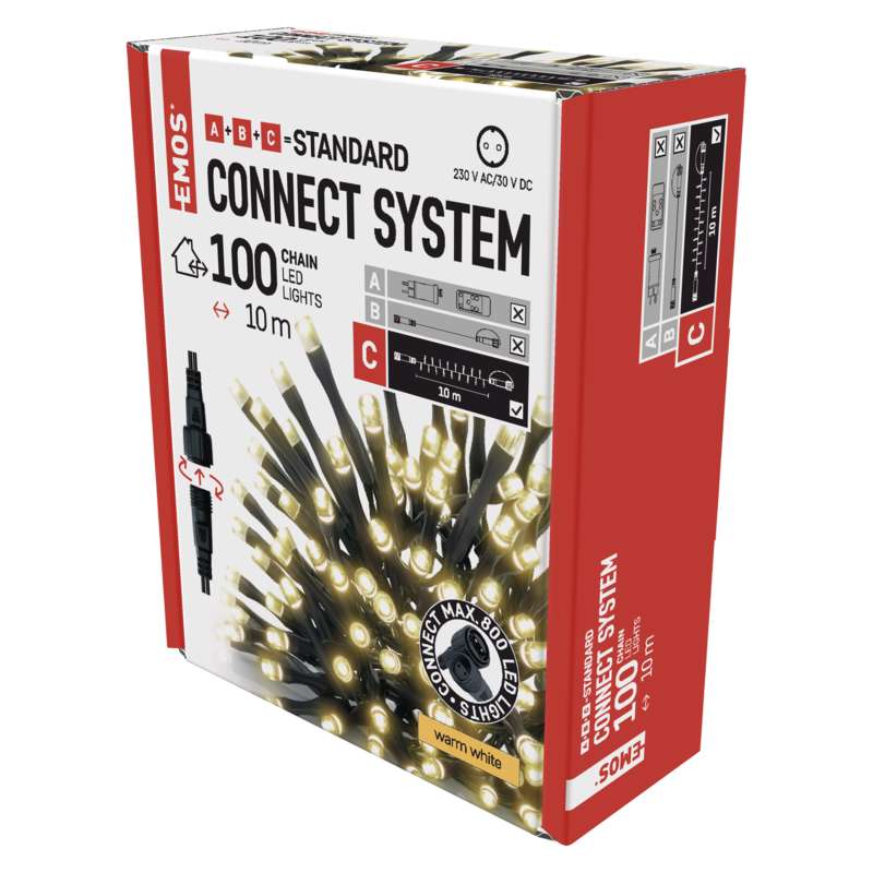 Řetěz LED spojovací Emos Standard teplá bílá 10 m