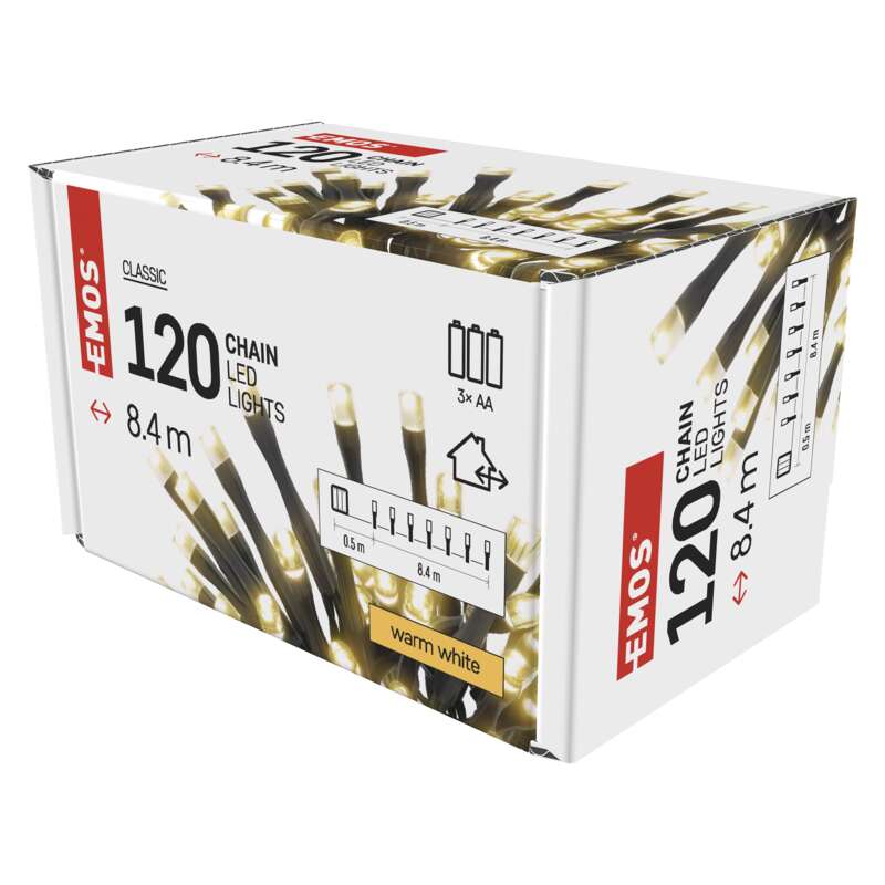 Řetěz LED Emos Classic teplá bílá 8