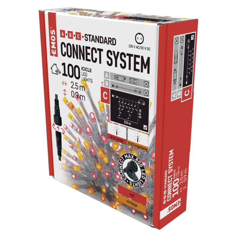 Řetěz LED rampouchy spojovací Emos Standard červená