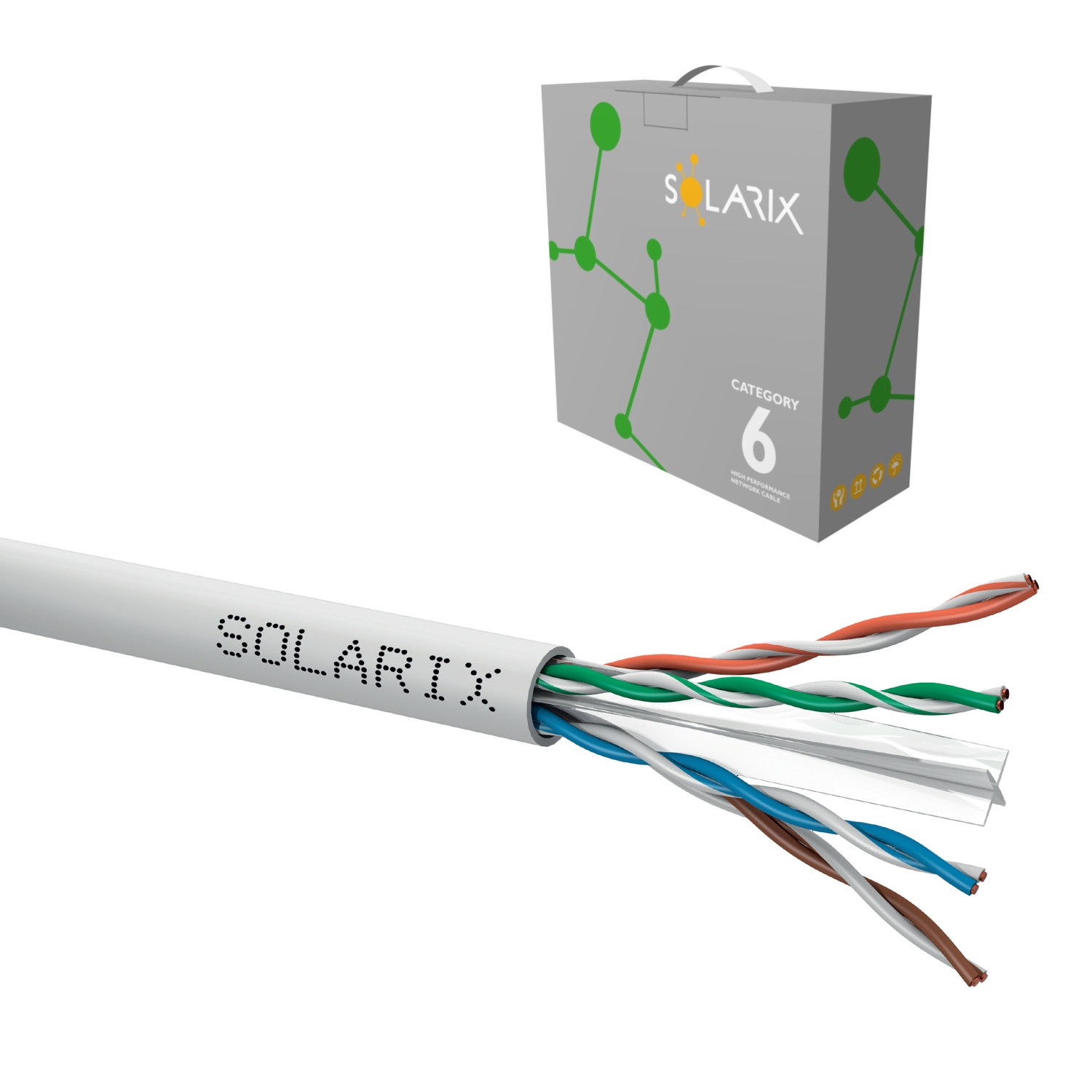 Kabel datový instalační Solarix UTP CAT6 PVC 100 m/box