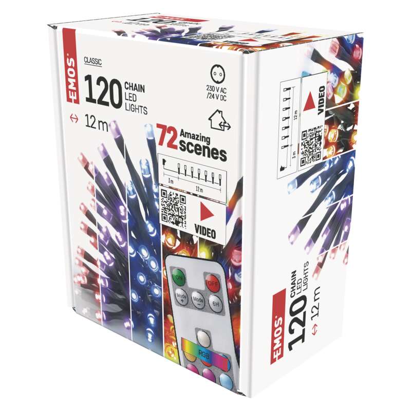 Řetěz LED Emos Classic RGB 12 m
