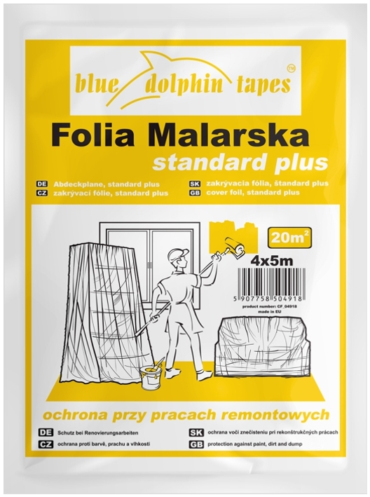 Fólie zakrývací LDPE Blue Dolphin Silná 4×5 m 13 µm Blue Dolphin