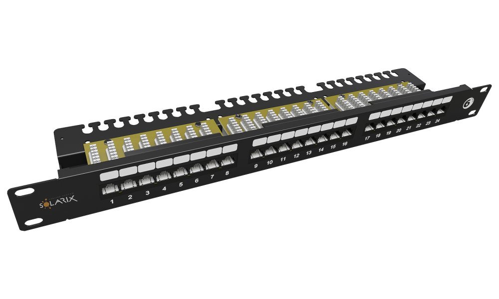 Patch panel 19" Solarix SX24L-6-UTP-BK-N