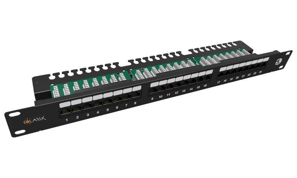 Patch panel 19" Solarix SX24L-5E-UTP-BK-N