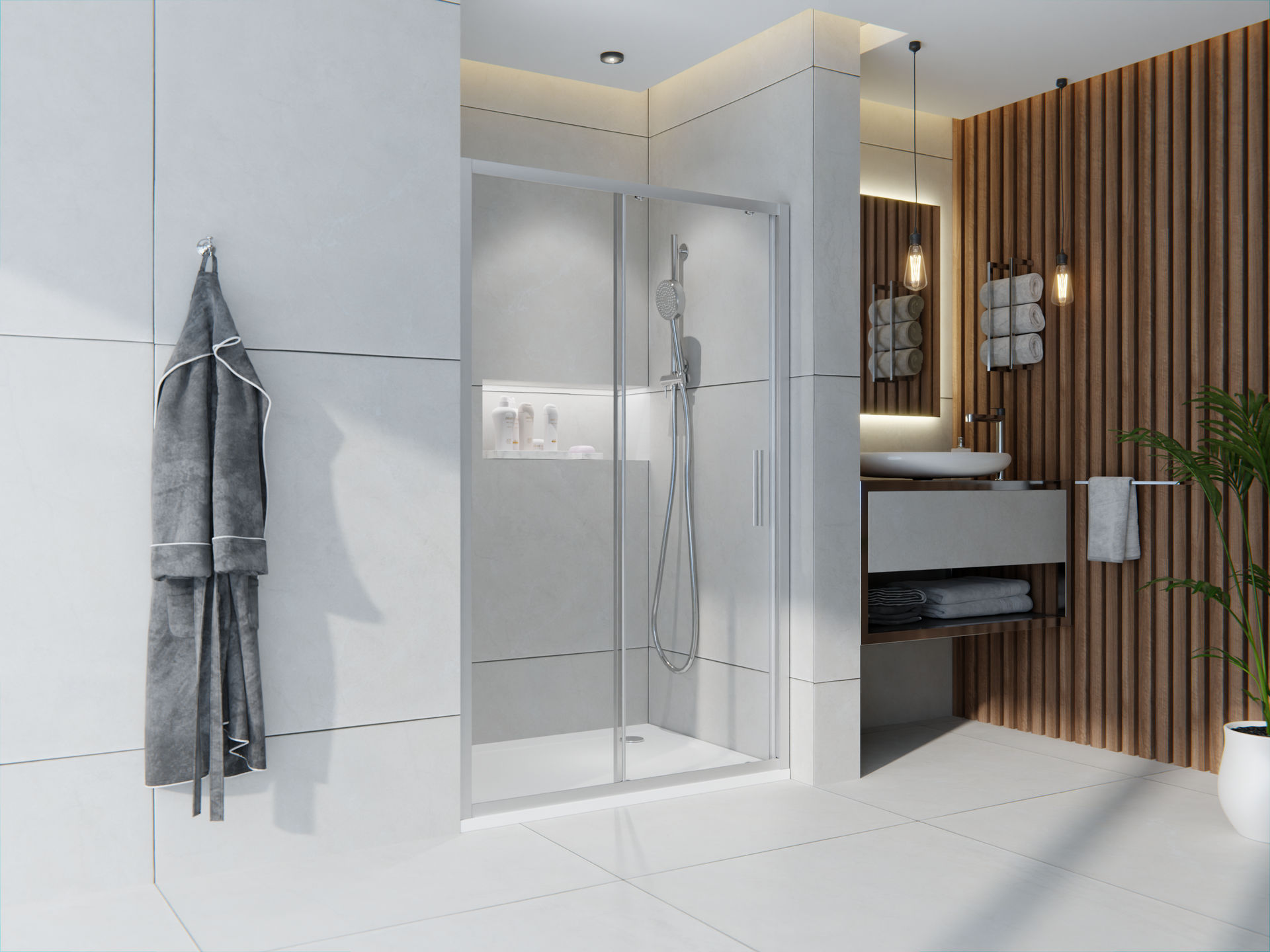 Dveře sprchové Wecco 1100 mm leštěný hliník/čirésklo