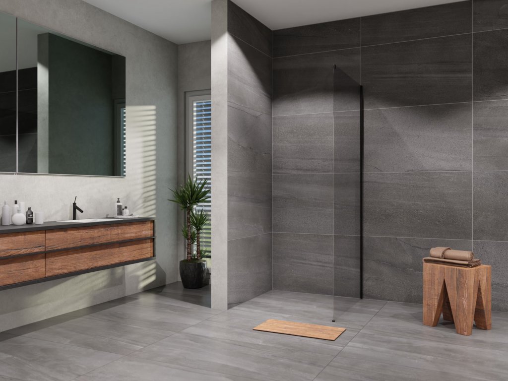 Stěna pevná Lansanit Alvaro SPZD80-B 790 mm černá/čiré sklo