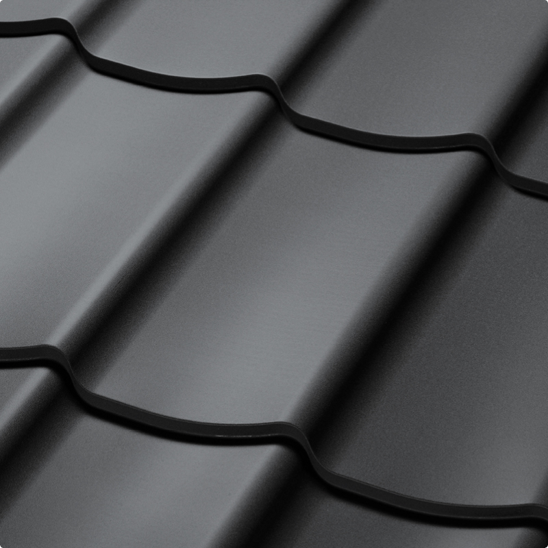 Velkoformátová profilovaná plechová střešní krytina SATJAM Trend PE25 RAL 7016 antracit