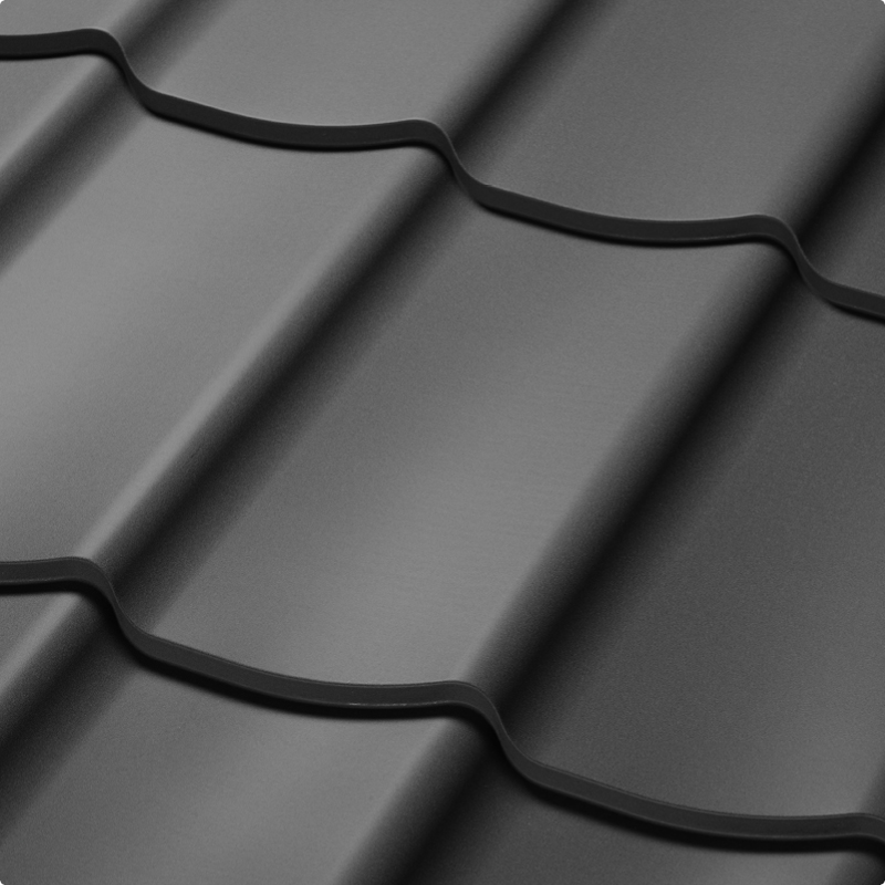 Velkoformátová profilovaná plechová střešní krytina SATJAM Trend PE25 RAL 7024 grafitová šeď