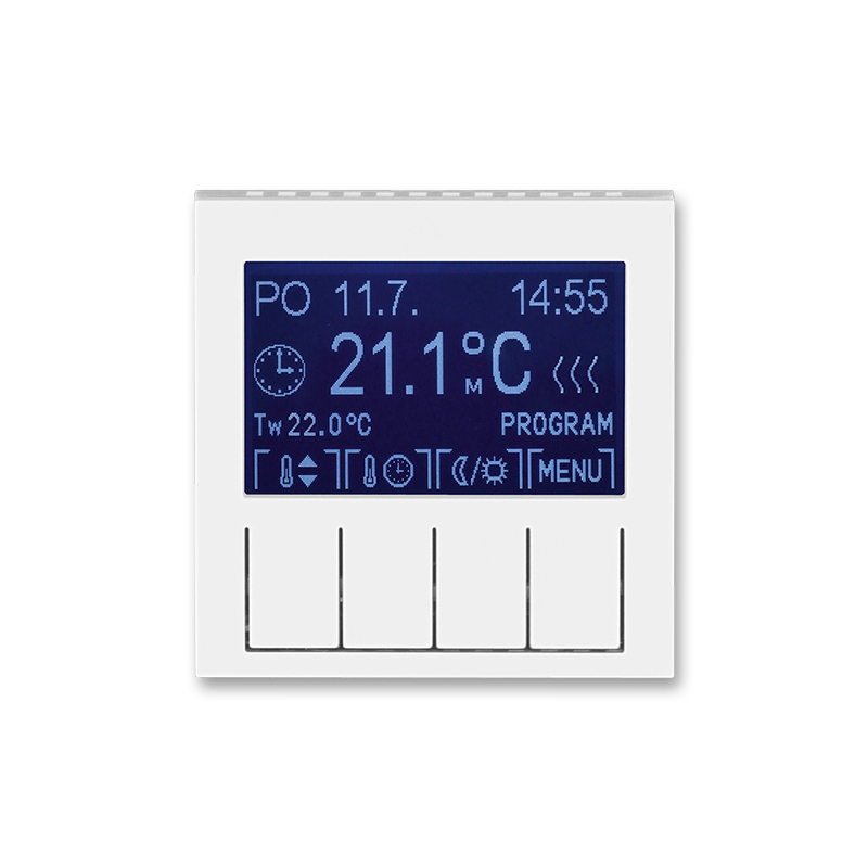 ROZBALENO - ABB Termostat uni program. LEVIT b/led.b