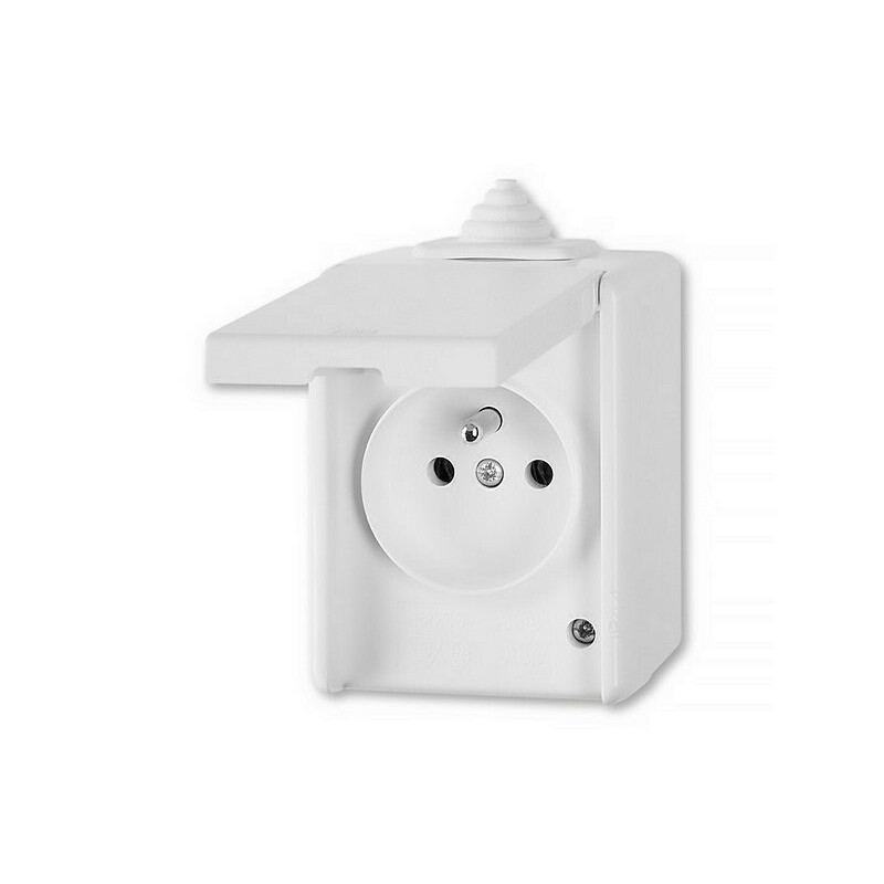 ROZBALENO - ABB Zásuvka 1nás víčko IP44 PRAKTIK bílá