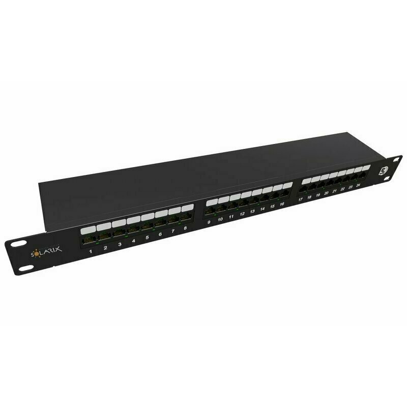 Patch panel 19" Solarix SX24-5E-STP-BK-N