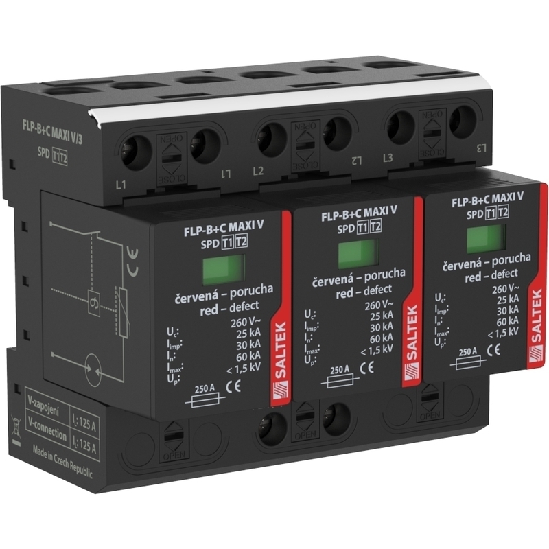Svodič přepětí T1+T2 Saltek FLP-B+C MAXI V/3 Saltek