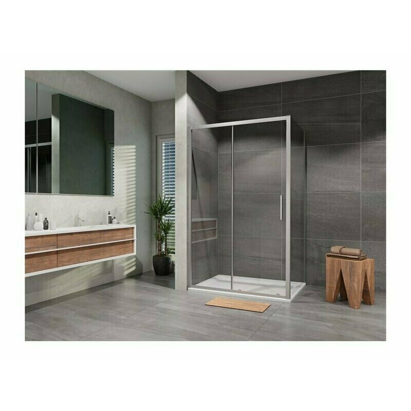 Kout sprchový Lansanit Vati 900×1 000 mm chrom/čiré sklo včetně vaničky