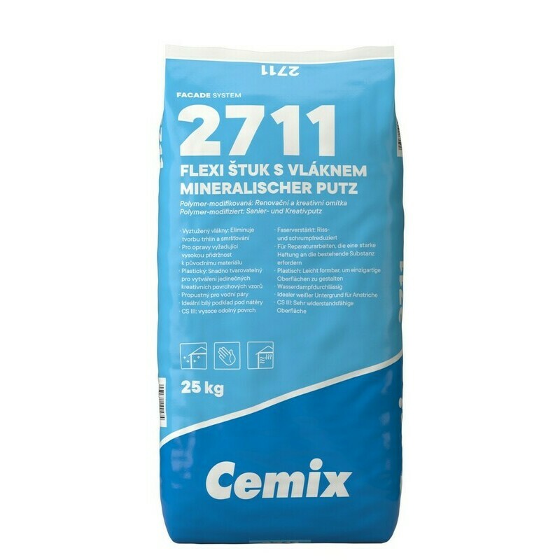 Štuk speciální Cemix 2711 FLEXI s vláknem 25 kg Cemix